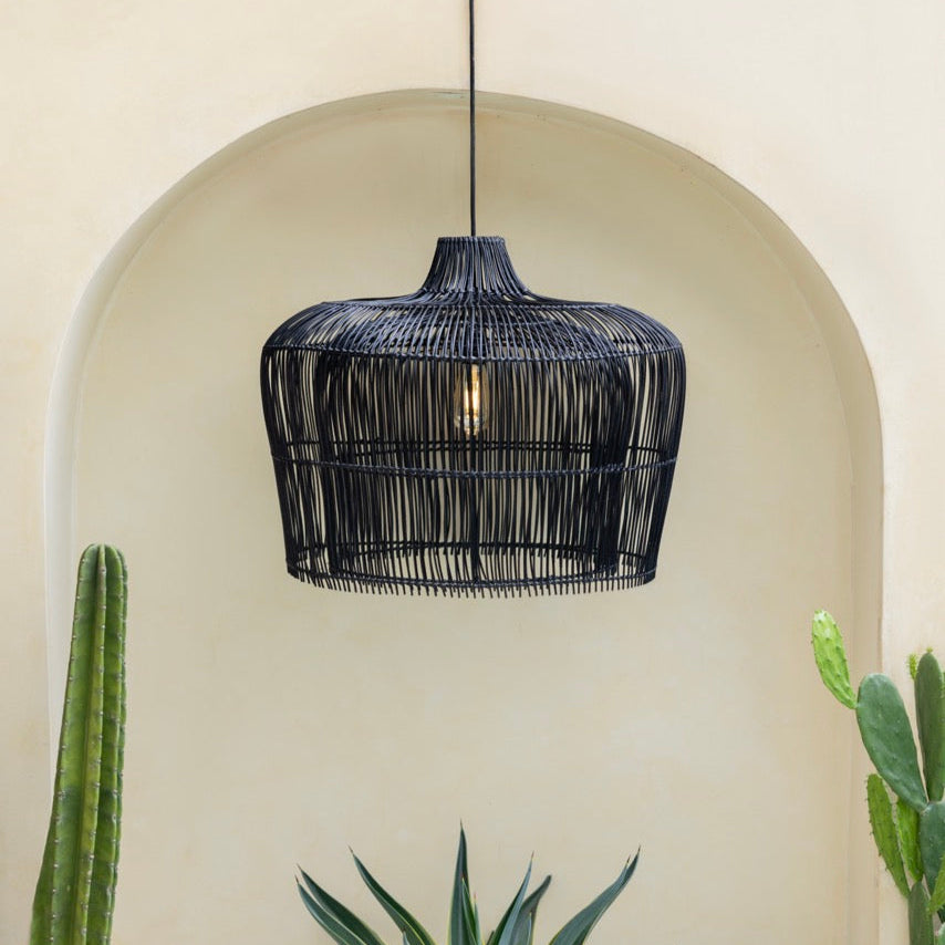 Rattan Lampe Celia, schwarz