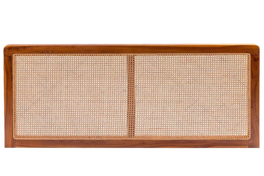 Rattan Kopfteil Kami mit Teakholz-Rahmen