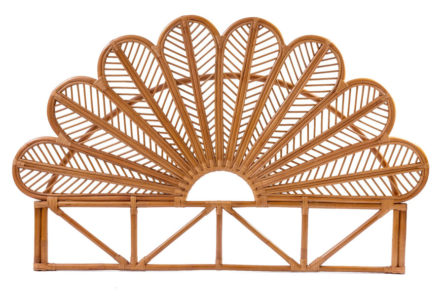 Boho Kopfteil Raja aus Rattan, naturbelassen