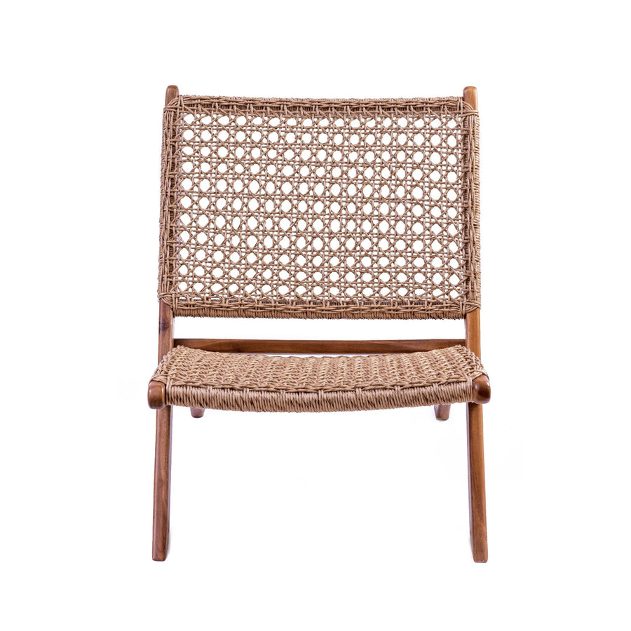 Boho Rattansessel Veala aus Teakholz