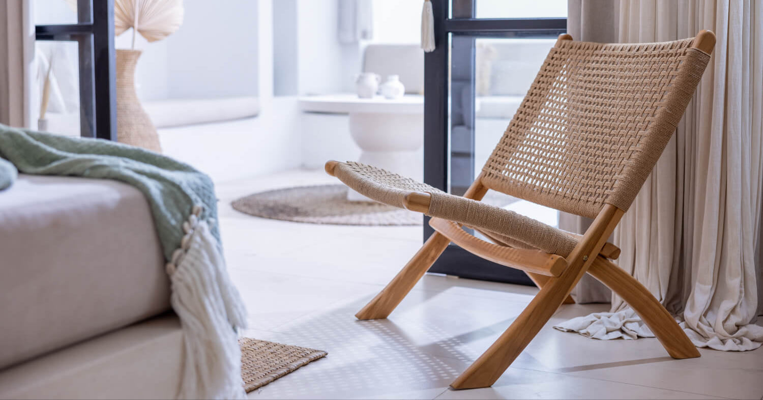 Boho Sessel im Wohnzimmer