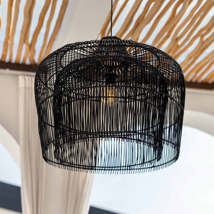 Rattan Lampe Celia, schwarz