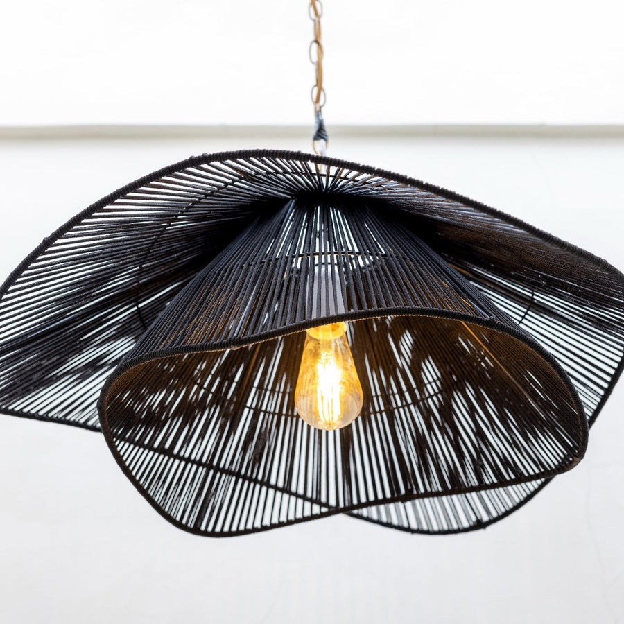 Boho Lampe Zyra aus Naturseil, schwarz