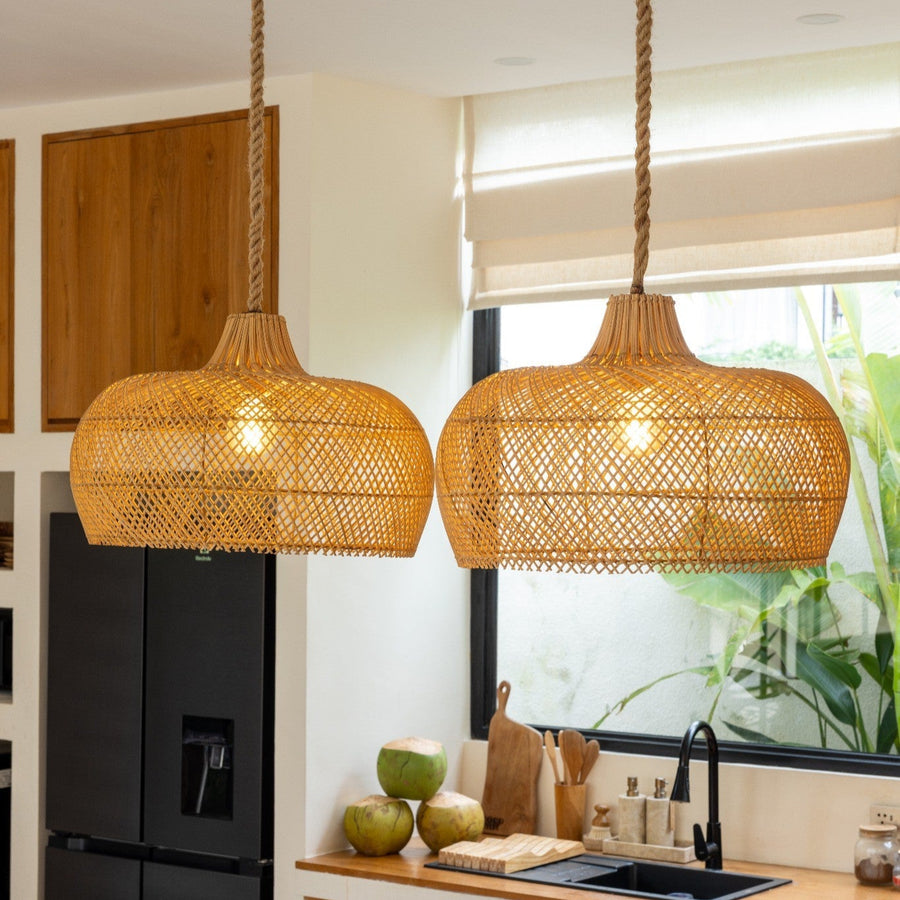 Boho Lampe Amara aus Rattan, natur