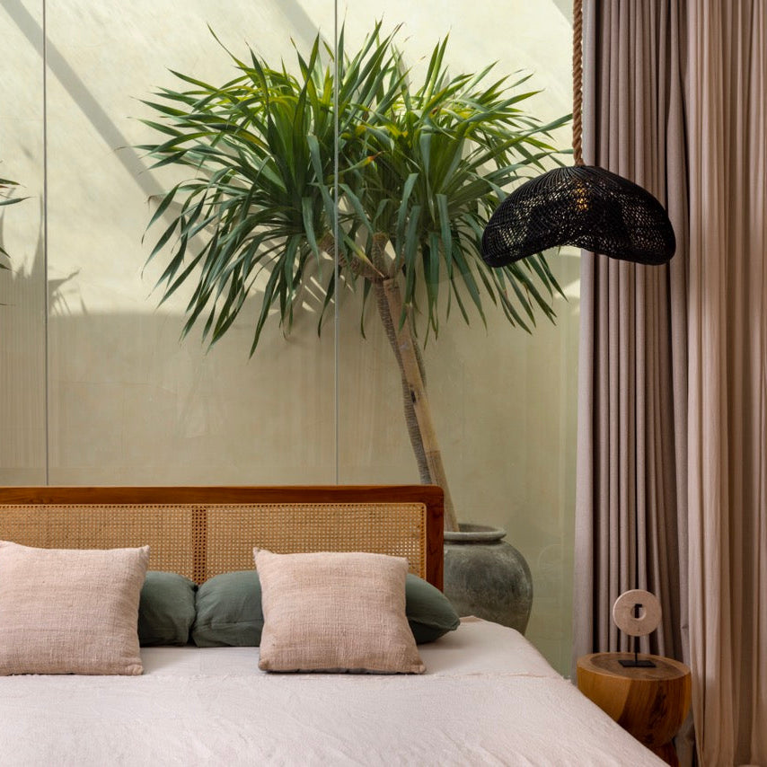 Rattan Lampe Bayu, schwarz