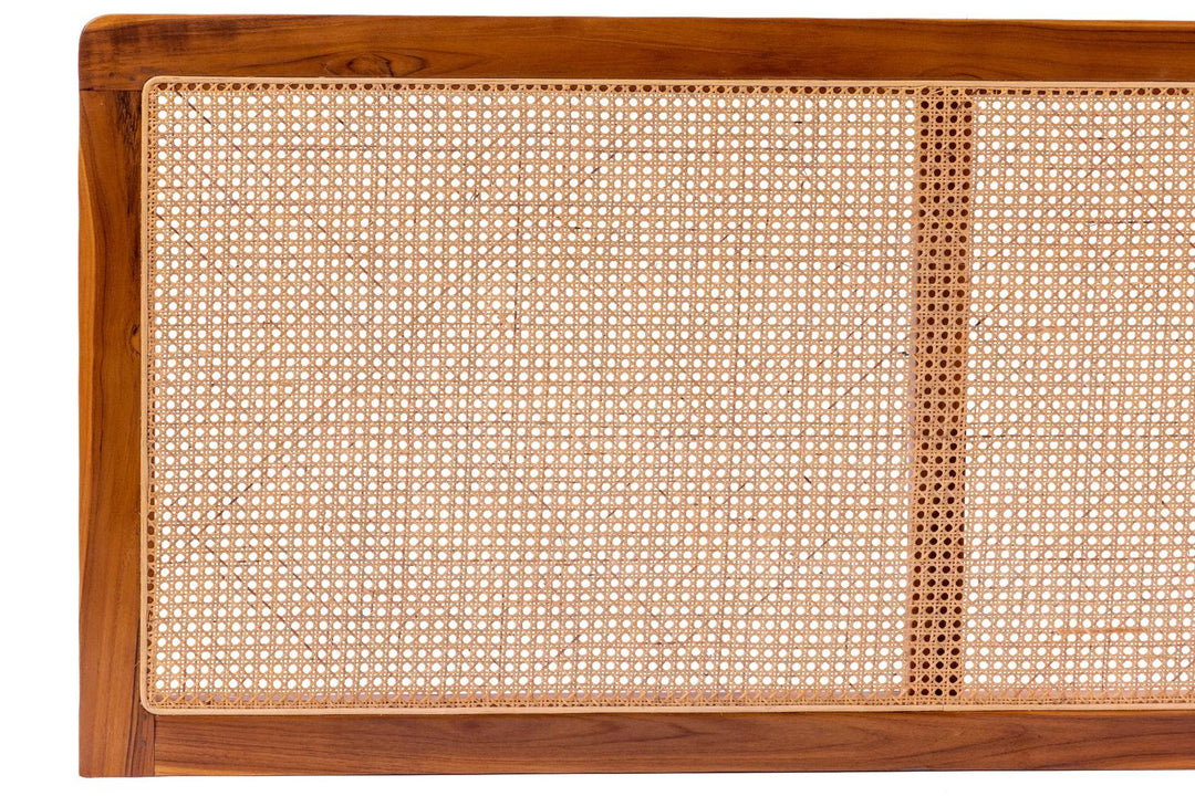 Rattan Kopfteil Kami mit Teakholz-Rahmen