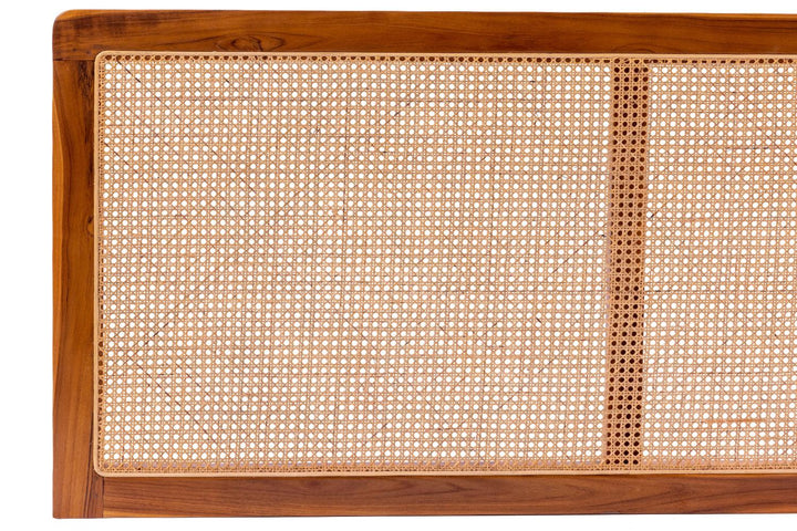 Rattan Kopfteil Kami mit Teakholz-Rahmen