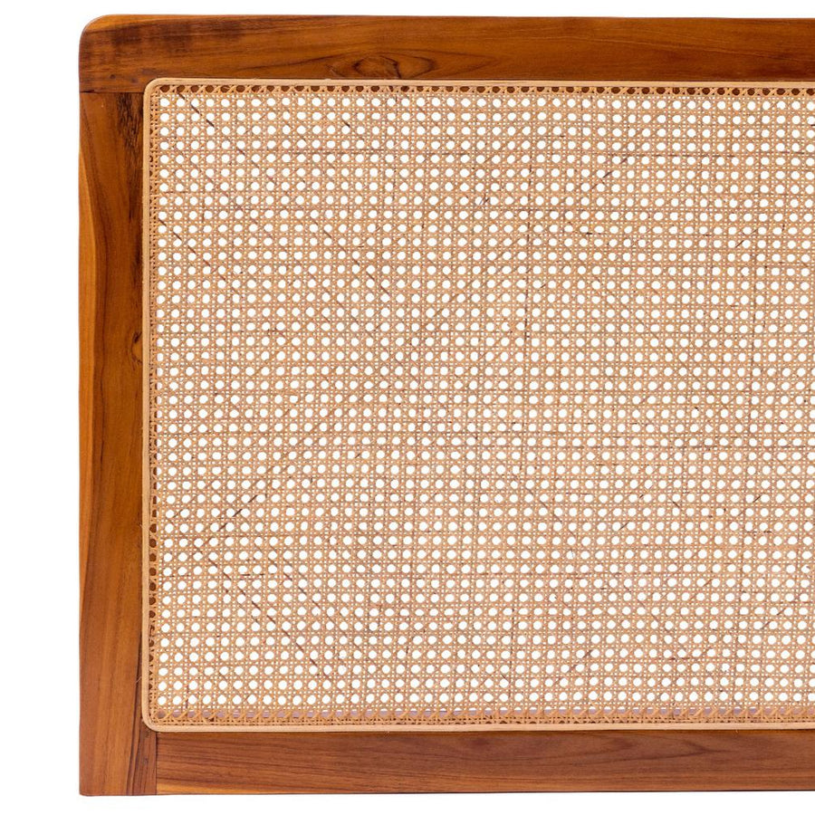 Rattan Kopfteil Kami mit Teakholz-Rahmen