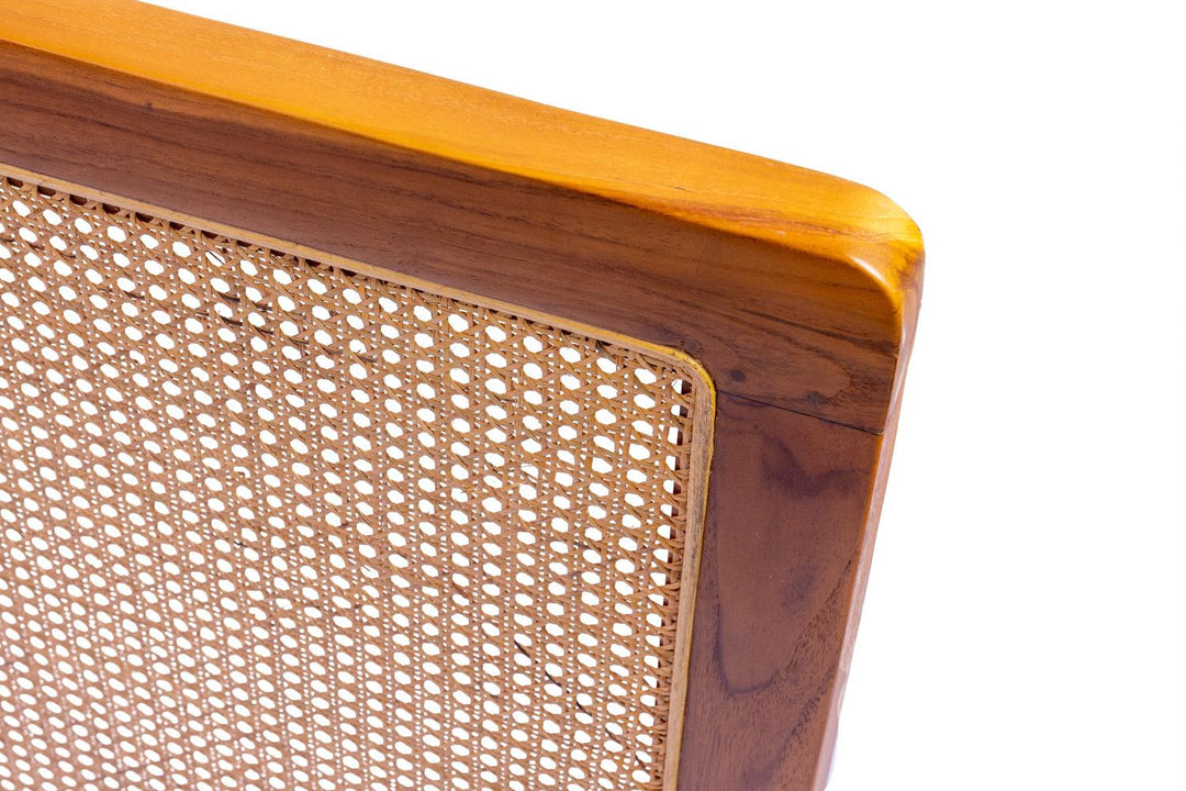 Rattan Kopfteil Kami mit Teakholz-Rahmen