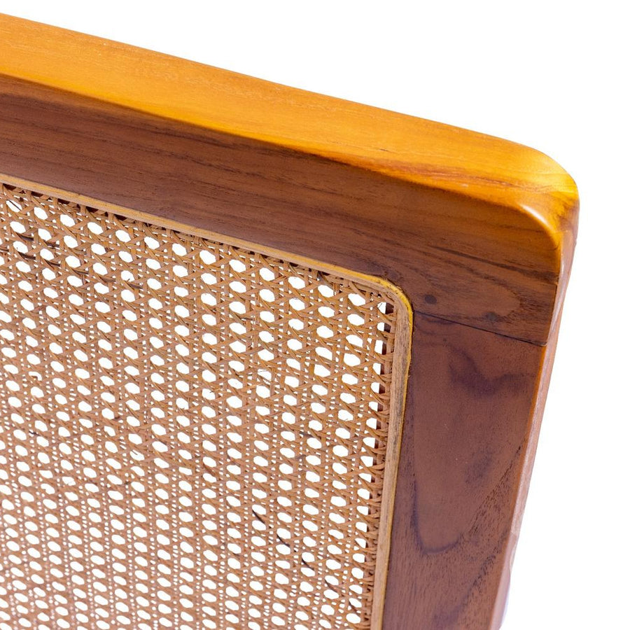 Rattan Kopfteil Kami mit Teakholz-Rahmen