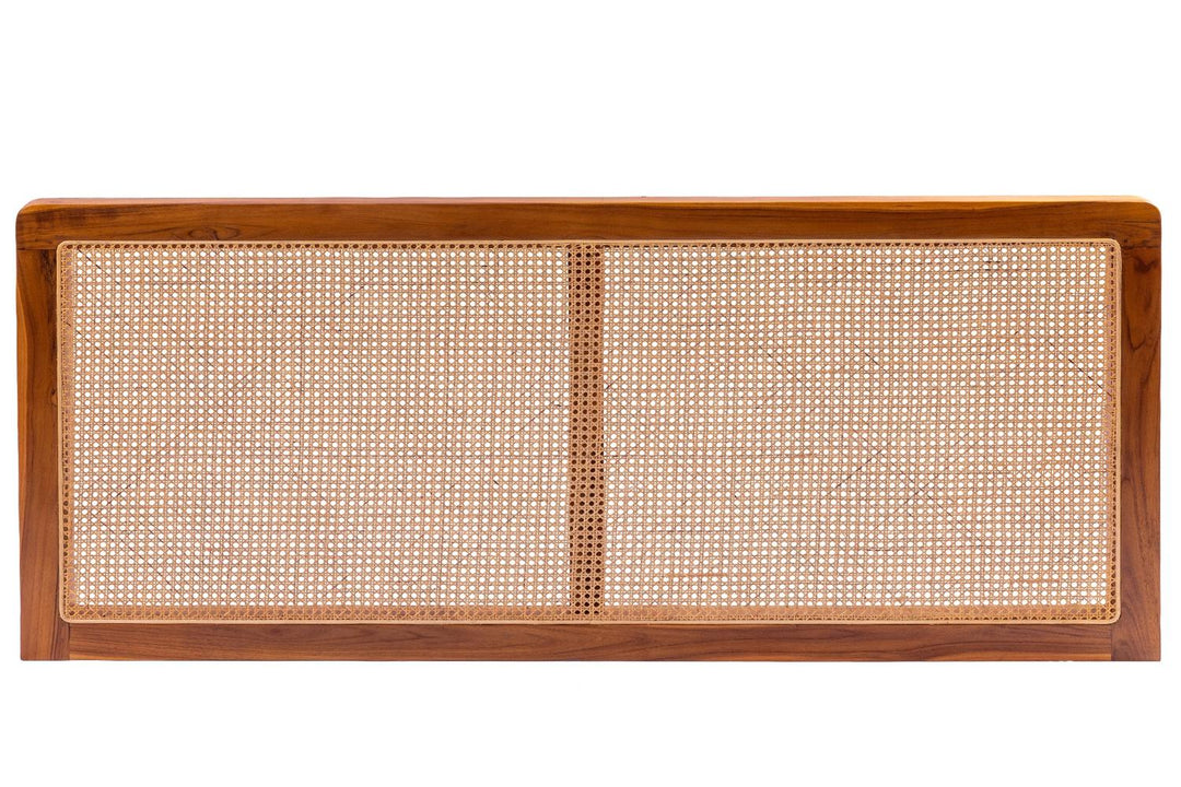 Rattan Kopfteil Kami mit Teakholz-Rahmen