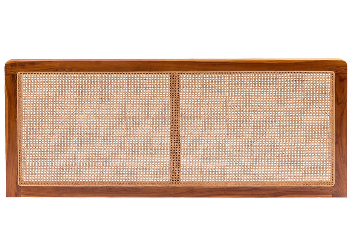 Rattan Kopfteil Kami mit Teakholz-Rahmen