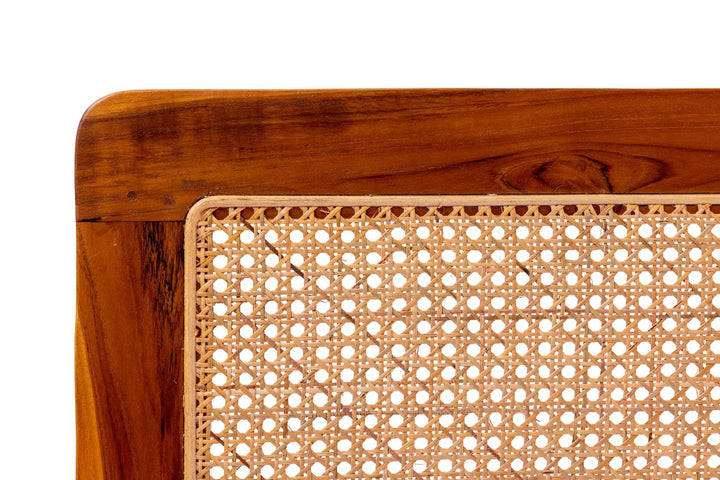 Rattan Kopfteil Kami mit Teakholz-Rahmen