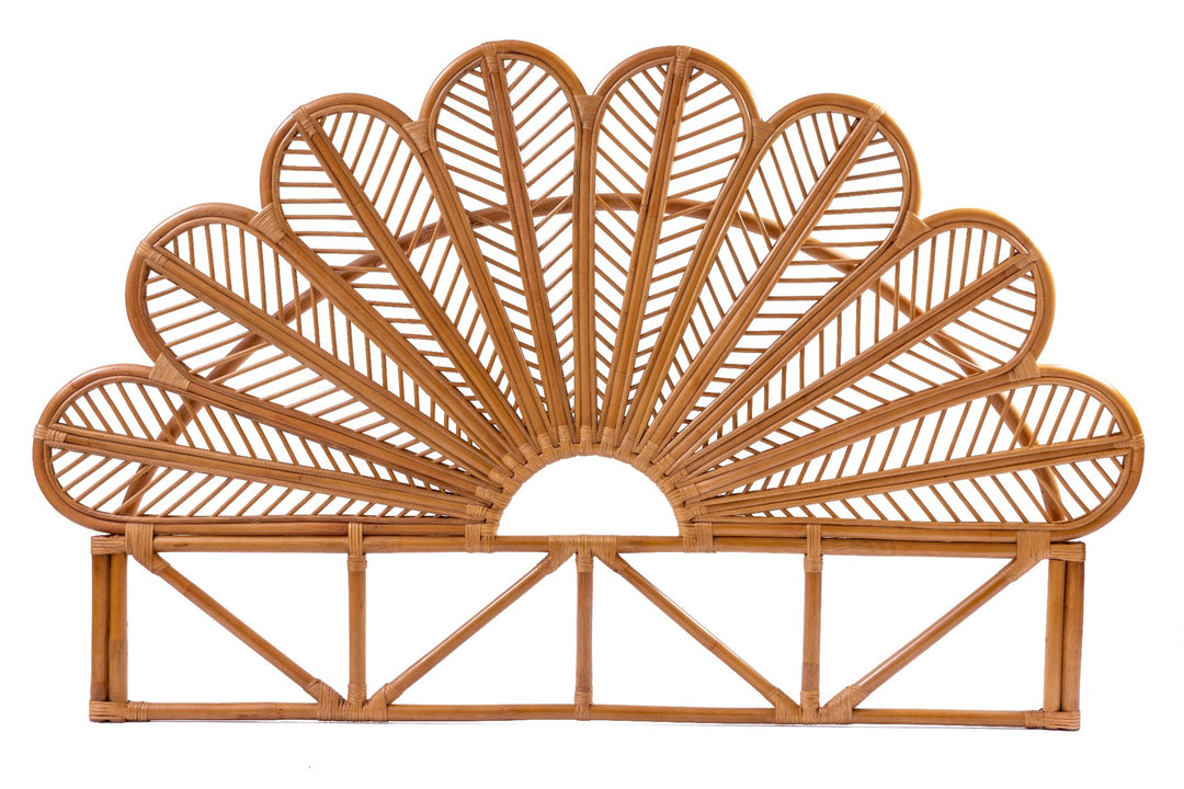 Boho Kopfteil Raja aus Rattan, naturbelassen