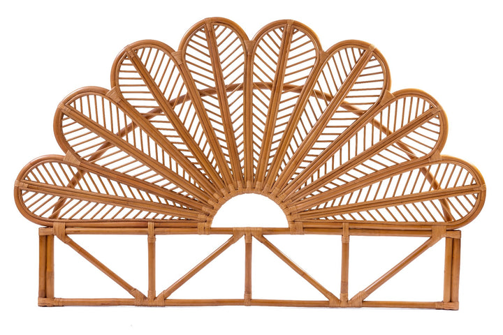 Boho Kopfteil Raja aus Rattan, naturbelassen