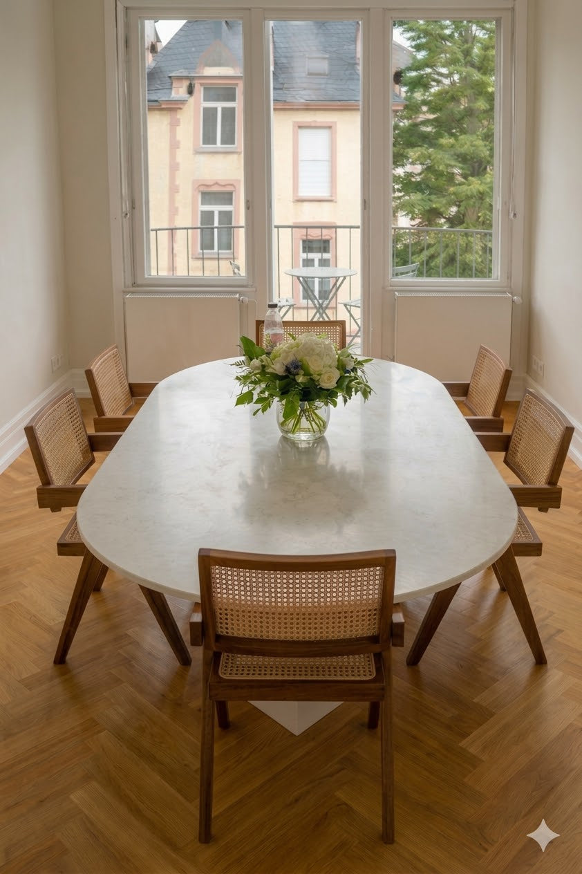 Vevani Esszimmerstuhl an Mamortisch