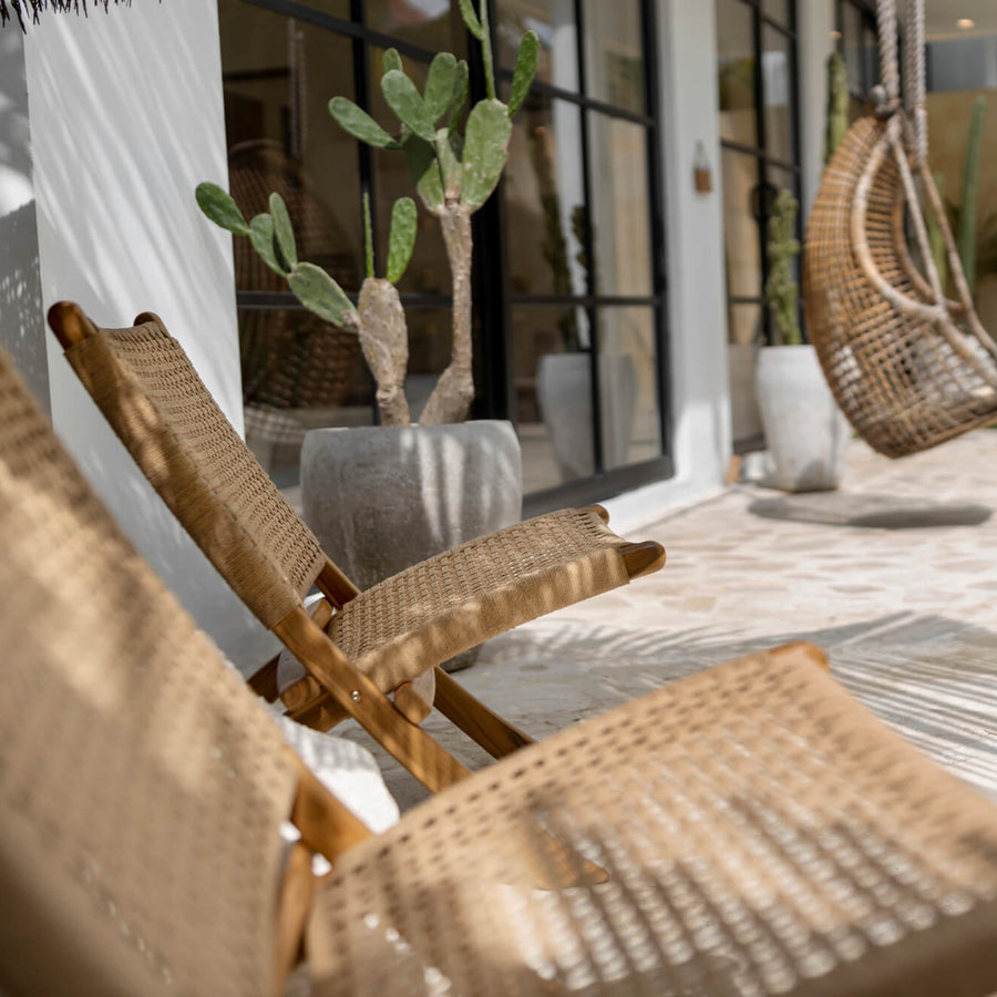 Boho Loungesessel Dewa aus Teakholz