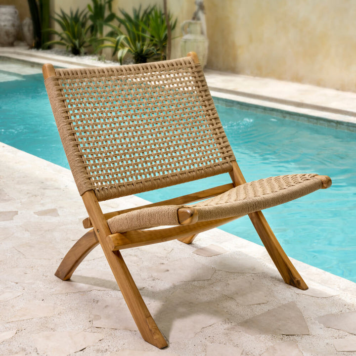 Boho Loungesessel Dewa aus Teakholz