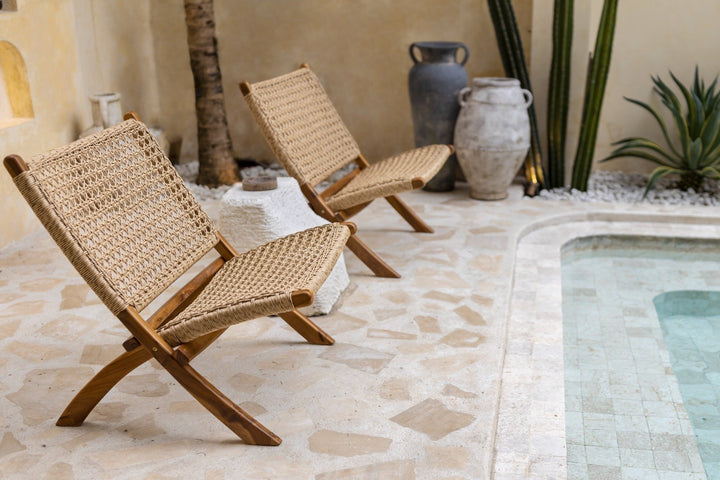 Boho Loungesessel Vaela aus Teakholz