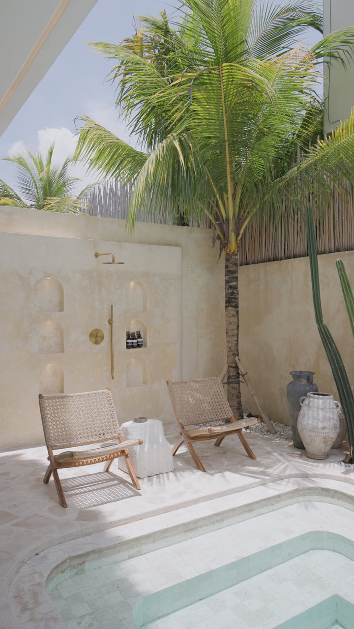 Boho Loungesessel Vaela aus Teakholz